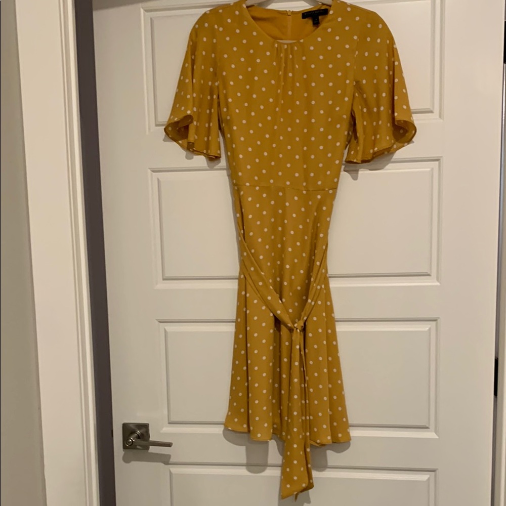 Banana Republic Yellow Ruffled Tie Front Midi Dress